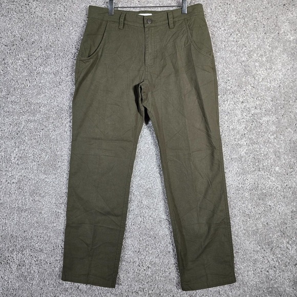Flylow Mens Canvas Pants Size Large Green Chino Hiking Outdoor Adventurewear - Picture 1 of 14